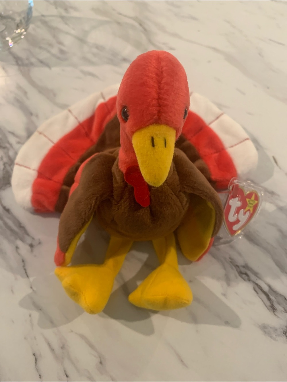 Ty Plush Turkey in Brown, Red & Yellow - Beanie Baby Style
